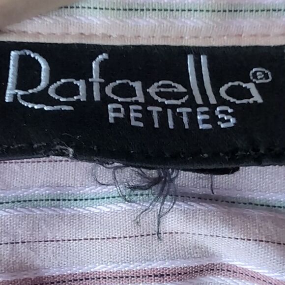 Rafaella Pinstripe Blush Stripe Long Sleeve Shirt Size Petite Small - Picture 3 of 5